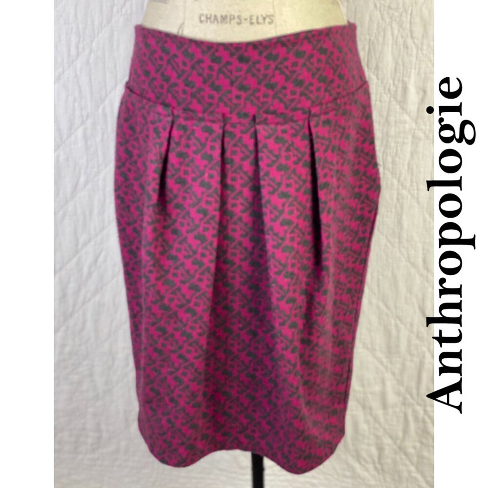 Anthropologie Pleated Pencil Skirt By Eva Franco, Wool Blend